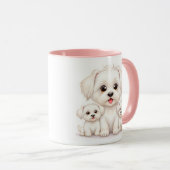 Bichon Maltese familie Mok - Schattig cadeau voor (Voorkant rechts)