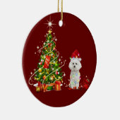 Bichon-opkomst met kerstmis met Pet Keramisch Ornament (Rechts)