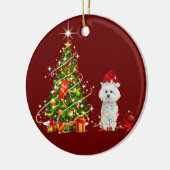 Bichon-opkomst met kerstmis met Pet Keramisch Ornament (Links)