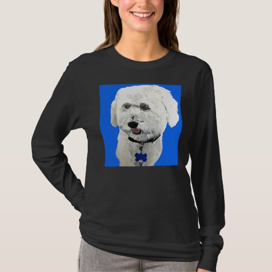 Bichon poedel blauw t-shirt (Voorkant)