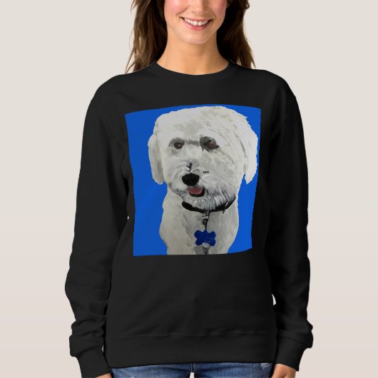 Bichon poedel blauw trui (Voorkant)