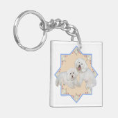 Bichons op het strand sleutelhanger (Voorkant Links)