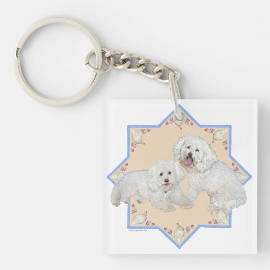 Bichons op het strand sleutelhanger (Voorkant)