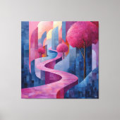 Bichromatisch roze en blauw Abstract landschap Canvas Afdruk (Voorkant)