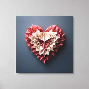 Bicolor origami hart canvas afdruk