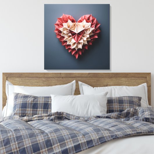 Bicolor origami hart canvas afdruk (Insitu (Slaapkamer))