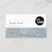 Bicolored Wit Lichtblauw Parel Glitter voeg Logo t Visitekaartje (Achterkant)