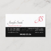 Bicolored zwart-wit Glitter Stars Monogram Visitekaartje (Achterkant)