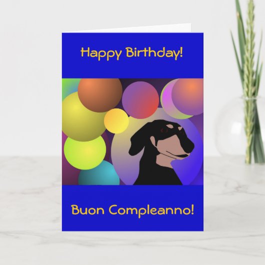 Bicontinental Dachshund Happy Birthday Kaart (Voorkant)