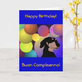 Bicontinental Dachshund Happy Birthday Kaart (Gele Bloem)