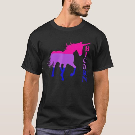 Bicorn Bisexual Flag Unicorn Lgbtq Bisexual Awaren T-shirt (Voorkant)