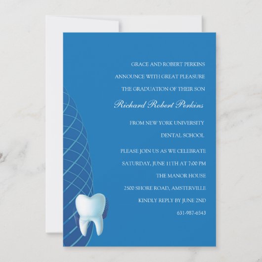 Bicuspid in Blue Dental School Afstuderen Invitat Kaart (Voorkant)