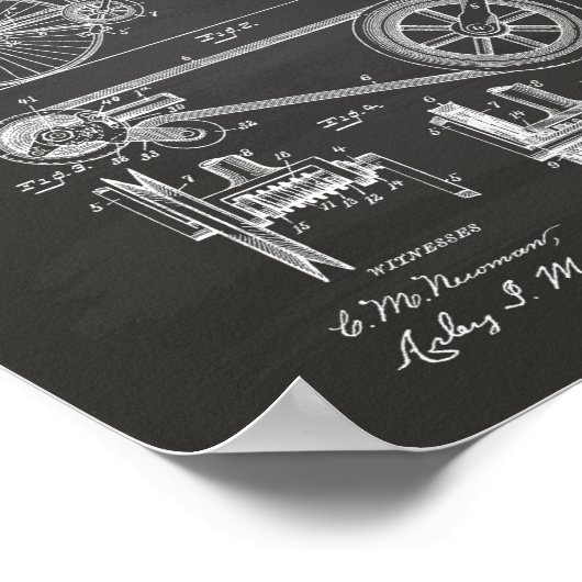 Bicycle 1890 Patent Art - Chalkboard Poster (Hoek)