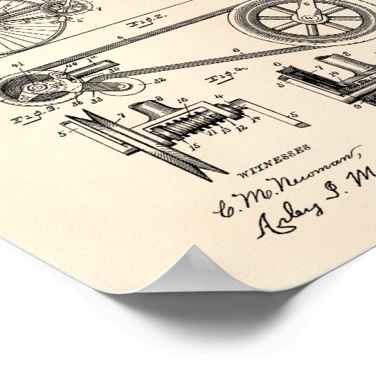 Bicycle 1890 Patent Art - Oude poster (Hoek)
