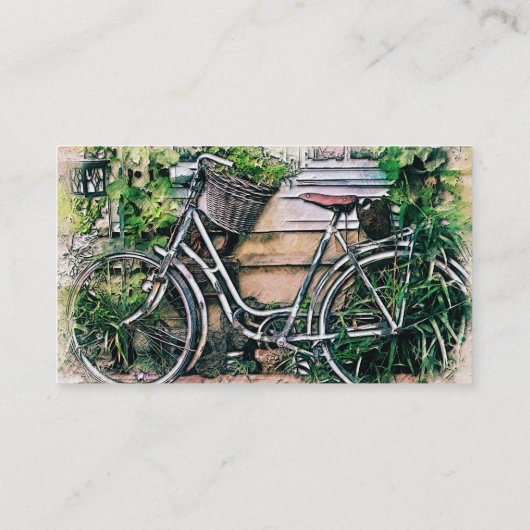 Bicycle and Basket in the Garden Visitekaartje (Achterkant)