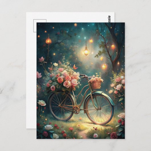 Bicycle and Flowers Briefkaart (Voorkant / Achterkant)