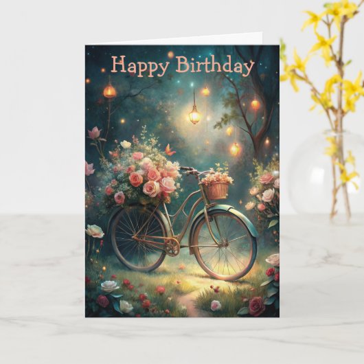 Bicycle and Flowers Kaart (Gele Bloem)