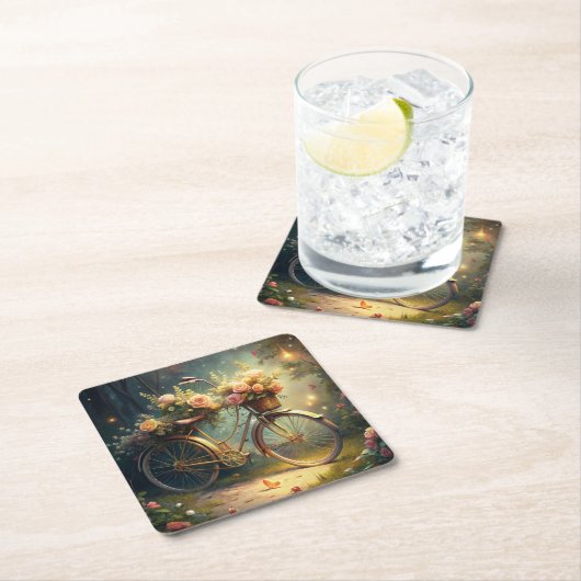 Bicycle and Flowers Kartonnen Onderzetters (Insitu)