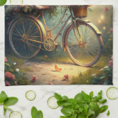 Bicycle and Flowers Theedoek (Gevouwen)