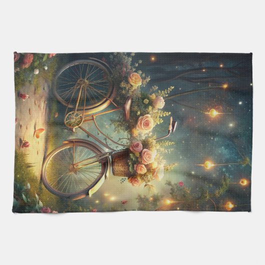 Bicycle and Flowers Theedoek (Horizontaal)