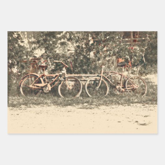 Bicycle  Antiek oud rood beige Rustig Inpakpapier Vel (Voorkant 3)