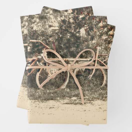 Bicycle  Antiek oud rood beige Rustig Inpakpapier Vel (In situ)