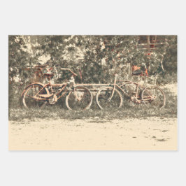 Bicycle  Antiek oud rood beige Rustig Inpakpapier Vel