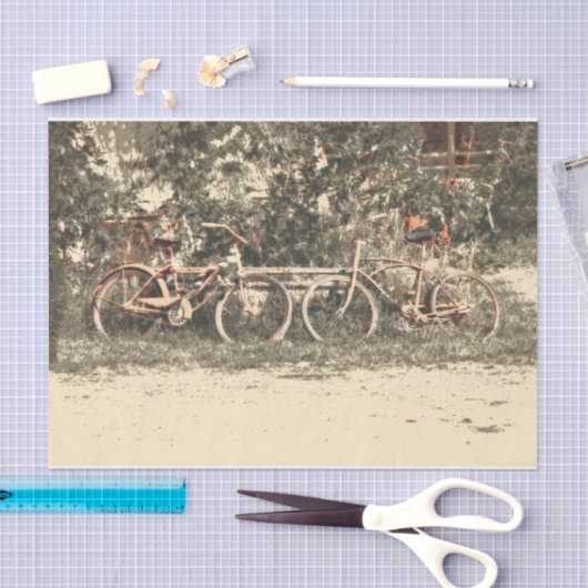 Bicycle  Antiek oud rood beige Rustig Tissuepapier (Craft)