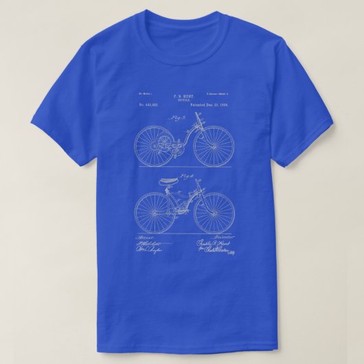 Bicycle Attachment 1892 Patent Print Shirt, Old Bi T-shirt (Design voorkant)