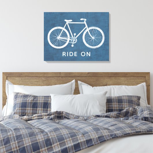 Bicycle Azure Blue Art Canvas Afdruk (Insitu (Slaapkamer))