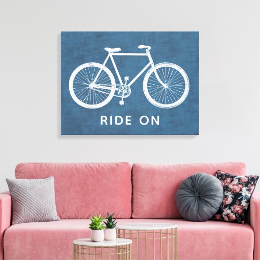  Bicycle Azure Blue Art Canvas Afdruk (Insitu (Woonkamer))