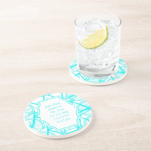 Bicycle Baby Boy Keepsake Onderzetters (Zijkant)