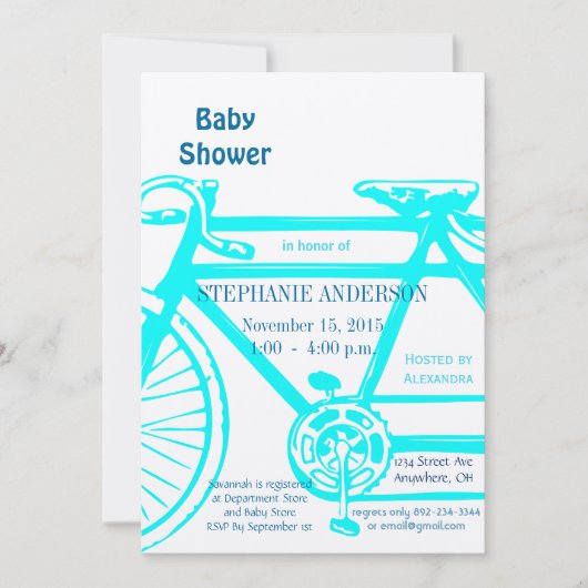  Bicycle Baby Boy Shower-uitnodigingen Kaart (Voorkant)