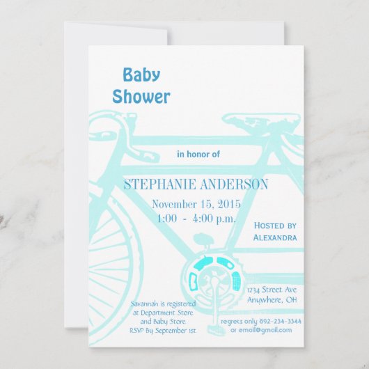 Bicycle Baby Boy Shower-uitnodigingen Kaart (Voorkant)