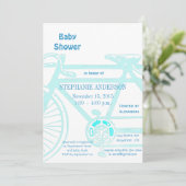  Bicycle Baby Boy Shower-uitnodigingen Kaart (Staand voorkant)