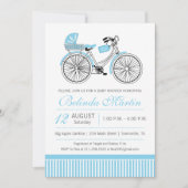 Bicycle Baby shower Blauwe Uitnodiging (Voorkant)