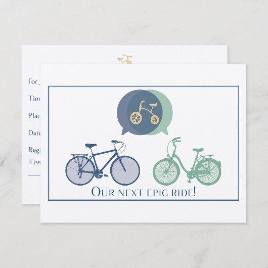 Bicycle Baby shower Uitnodiging (Voorkant / Achterkant)