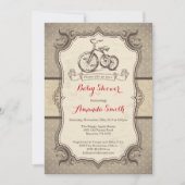 Bicycle Baby shower Uitnodiging  Retro (Voorkant)