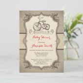 Bicycle Baby shower Uitnodiging  Retro (Staand voorkant)