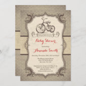 Bicycle Baby shower Uitnodiging  Retro (Voorkant / Achterkant)