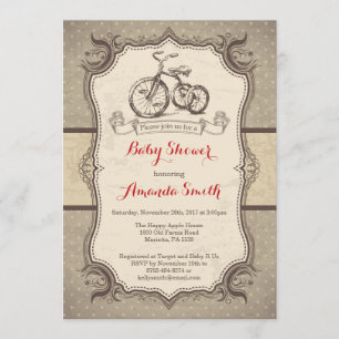 Bicycle Baby shower Uitnodiging Retro
