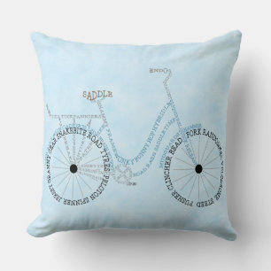 Bicycle Bike Biking Cycling Word Art Kussen