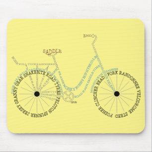 Bicycle Bike Biking Cycling Word Art Muismat