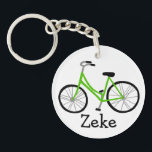Bicycle Bike Cycle CUSTOM Sleutelhanger<br><div class="desc">Pas deze schattige sleutelhanger aan met je eigen tekst,  jouw naam of iets anders dat je leuk vindt. Maak je klaar om de weg in te slaan met dit leuke ontwerp,  met de hand getekend door mij voor je! Bekijk mijn winkel voor veel meer overeenkomende objecten en meer kleuren!</div>