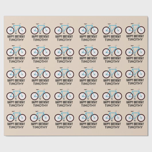 Bicycle Bike Design Birthday - aangepaste naam Cadeaupapier (Vlak)