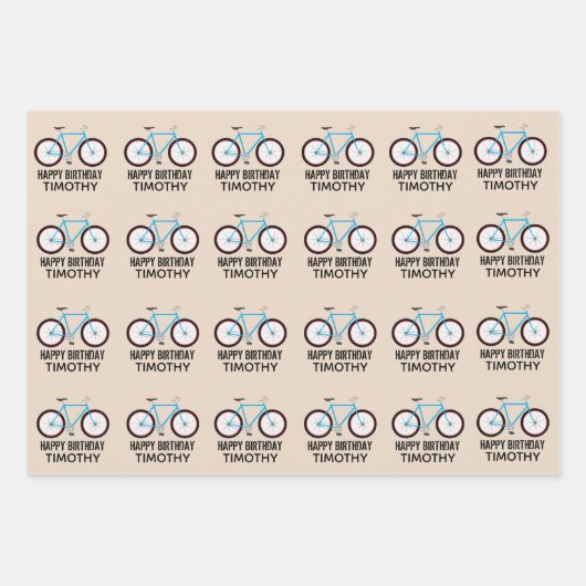 Bicycle Bike Design Birthday - aangepaste naam Inpakpapier Vel (Voorkant 2)
