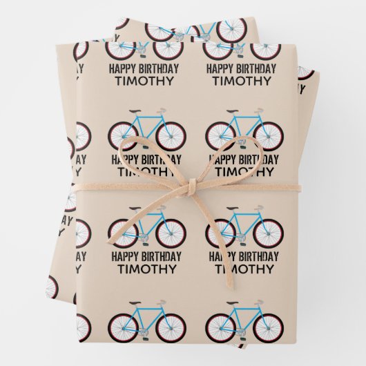 Bicycle Bike Design Birthday - aangepaste naam Inpakpapier Vel (In situ)