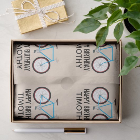 Bicycle Bike Design Birthday - aangepaste naam Tissuepapier (Geschenk)
