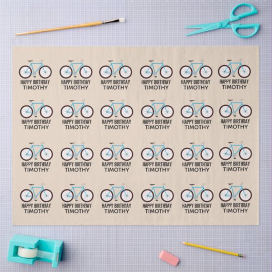 Bicycle Bike Design Birthday - aangepaste naam Tissuepapier (Craft)