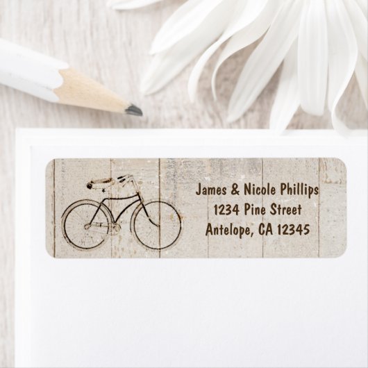  Bicycle Bike Rustic Wood Adresetiketten Etiket (Insitu)